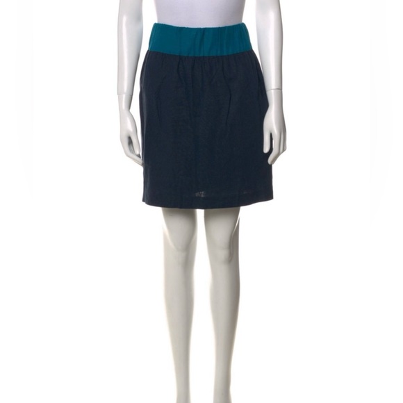Loeffler Randall Blue Colorblocked Mini Skirt Size 6 - Picture 1 of 11